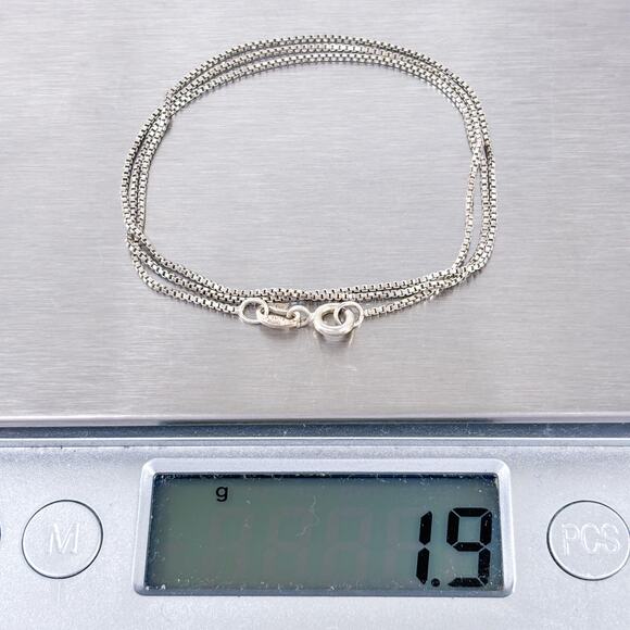 Vintage SU Sterling Silver 925 Italy Box Chain Necklace 16.5” - Picture 3 of 3